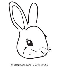 Hand Drawn Vector Rabbit, Cute Bunny, Print for kids t-shirts