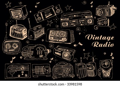 Hand drawn vector radios