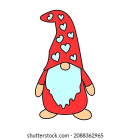Hand drawn vector red Christmas elves in doodle style, isolated on white background.