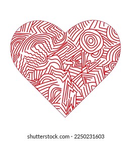 Hand drawn vector red heart, Valentine's day background.Happy valentines day, women day holiday, dating invitation, wedding or marriage greeting card design. Vector romantic.