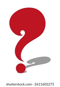 Hand drawn vector red question mark with shadow. Choice, problem solving concept. 