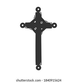 Hand drawn vector of religious cross, isolated on white background.