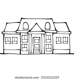 Hand drawn vector of  residential houses in black and white