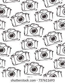 Hand drawn vector retro camera. Take a good shot!