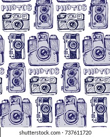 Hand drawn vector retro camera. Take a good shot!