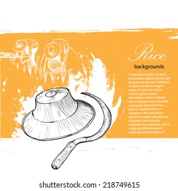 Hand drawn vector of rice. Asian Rice background.