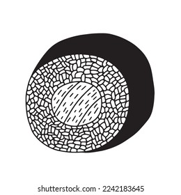 Hand drawn vector roll with tuna sketch