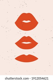 Hand drawn vector romantic card in flat vintage style. Poster for Valentine’s Day, romantic holidays, women’s day and decorative design. Vector illustration, love and romance symbols