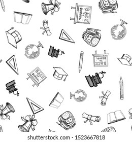 Hand drawn vector school object set. Back to school illustrations. Sketch doodle.