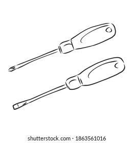 Hand drawn vector screwdriver clipart. Isolated on white background drawing. Vector illustration. screwdriver vector sketch illustration