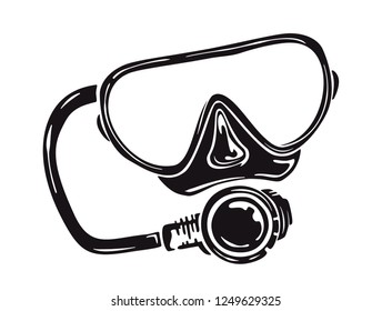 Hand drawn vector scuba diving mask