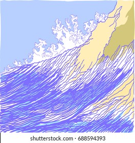 Hand drawn vector of sea wave 
