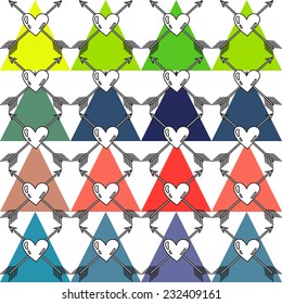 Hand drawn vector seamless cartoon pattern for your desing in love theme