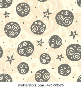 Hand drawn vector seamless cosmic pattern 