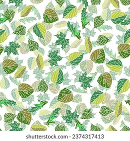 Handgezeichnete, nahtlose Blumenmuster mit grünen Blättern