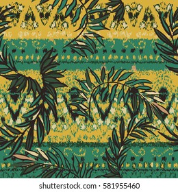 hand drawn vector seamless floral pattern with ornament