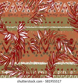 hand drawn vector seamless floral pattern with ornament