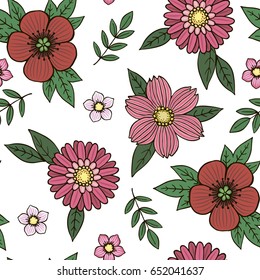 Hand drawn vector seamless flower pattern