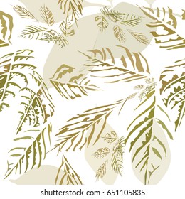 Hand drawn vector seamless vector of  leaves on the transparent background
