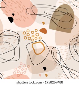 Hand drawn vector seamless organic pattern. Organic shapes, lines and textures for a background.