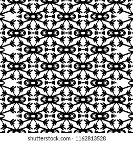 Hand drawn vector seamless pattern with Tribal sign ethnic. Sketch for your design, wallaper, textile, print. African culture. Fabric afro ornament. Arrow art. Black color on white background.