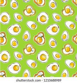 Hand drawn vector seamless pattern with eggs