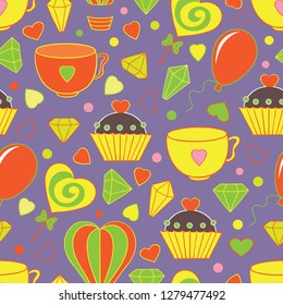 Hand drawn vector seamless pattern for Saint Valentine day 