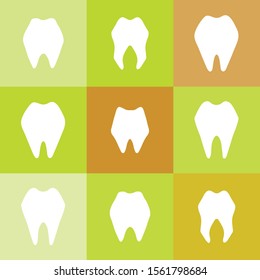 hand drawn vector seamless pattern with different teeth on ocher background. cartoon style. fabric design, textile, wrapping paper, background, cards or wallpaper. medical illustration clipart.