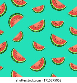 Hand drawn vector seamless pattern of watermelon.