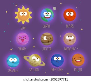 Hand drawn vector seamless pattern with SUN, Earth, Solar system, planets, moon, Mars and Venus. Cosmic ornament on the dark background.