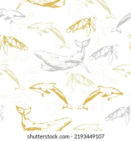 Hand drawn vector seamless pattern for kids.   Vector Illustration.
