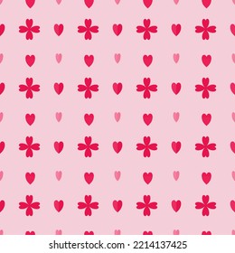 Hand drawn vector, seamless pattern  background  red heart shape for created valentine’s card, valentine’s concept