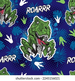 Hand drawn vector seamless pattern dinosaur  for printing on t-shirts or other surfaces