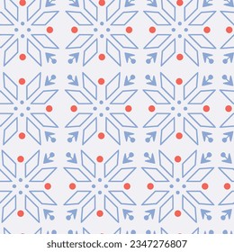 Hand drawn vector seamless pattern with decorative snowflake ornaments
