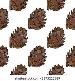 Hand drawn vector seamless pattern with pine cones