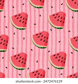 Hand drawn vector seamless pattern of watermelon