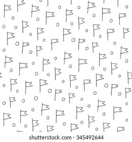 Hand drawn vector seamless pattern with flags. Texture can be used for wallpaper, pattern fills, web page background, surface textures.