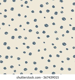 Hand drawn vector seamless pattern, abstract modern print with rounds