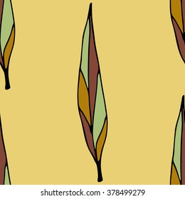 Hand drawn vector seamless pattern with leaves