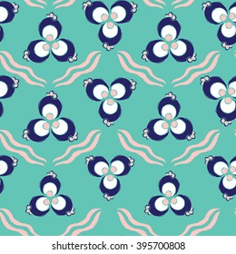 Hand drawn vector seamless pattern with traditional Turkish - Ottoman style chintamani motif, artistic repeating background for web and print purposes.