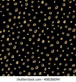 Hand drawn vector seamless pattern with gold glitter rounds, vector tile, glitter decoration, for wrapping, wallpaper, textile
