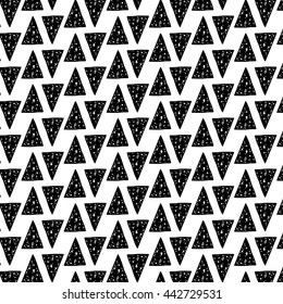 Hand drawn vector seamless pattern with triangles. For wrapping, surface design, wallpaper, greeting cards