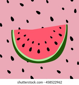 Hand drawn vector seamless pattern of watermelon