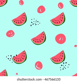 Hand drawn vector seamless pattern of watermelon