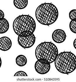 Hand drawn vector seamless pattern, abstract, geometric shapes