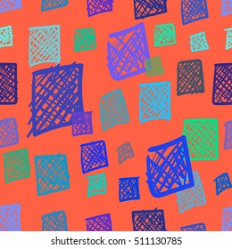 Hand drawn vector seamless pattern, abstract, geometric shapes