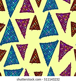 Hand drawn vector seamless pattern, abstract, geometric shapes