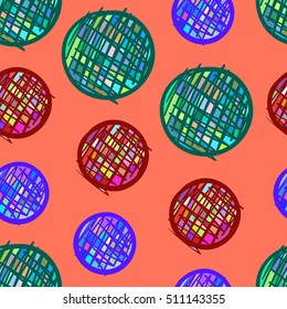 Hand drawn vector seamless pattern, abstract, geometric shapes
