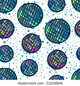Hand drawn vector seamless pattern, abstract, geometric shapes