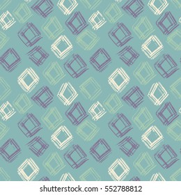 Hand drawn vector seamless pattern. Grunge abstract background. Repeating green geometric dry brush texture. Vector illustration